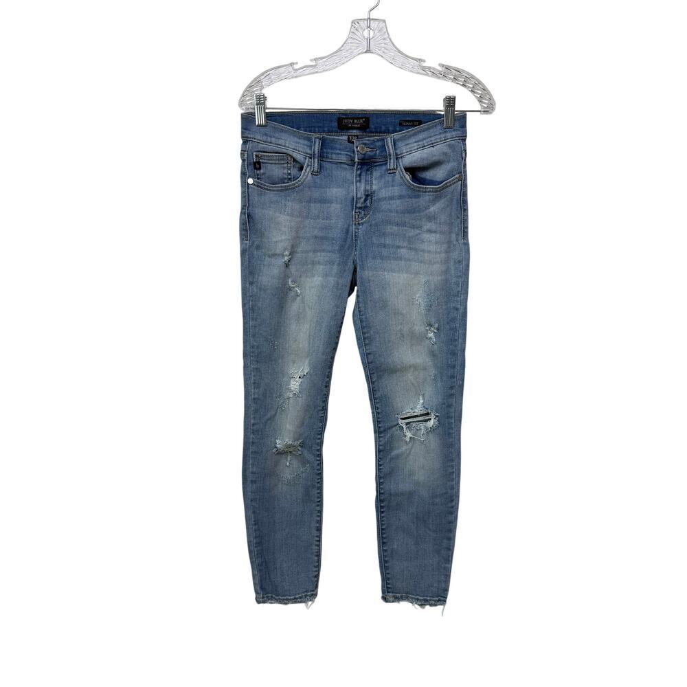 Judy Blue Skinny Fit Distressed Raw Hem Jeans Size 7/28
